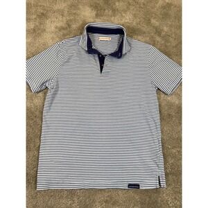 Southern Proper Mens Small Blue Striped Short Sleeve Polo Shirt Prep Golf